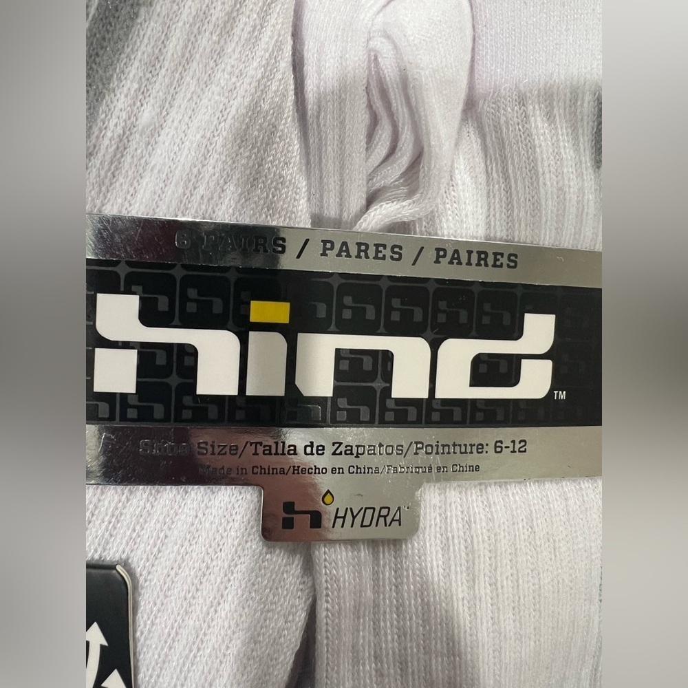 New NIP NWT mens HIND long tall white socks shoe sz 6-7-8-9-10-11-12 - Picture 3 of 4